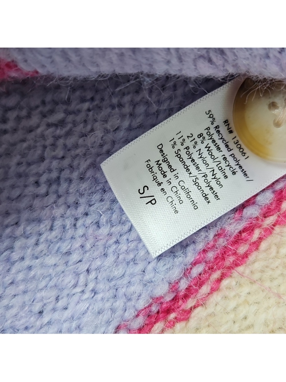 l*space Montauk Lavender Striped V-Neck Button Cardigan Swim Cover Up Sold Out - Picture 7 of 10